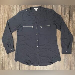 Calvin Klein Charcoal Gray Button Blouse Women’s Medium
